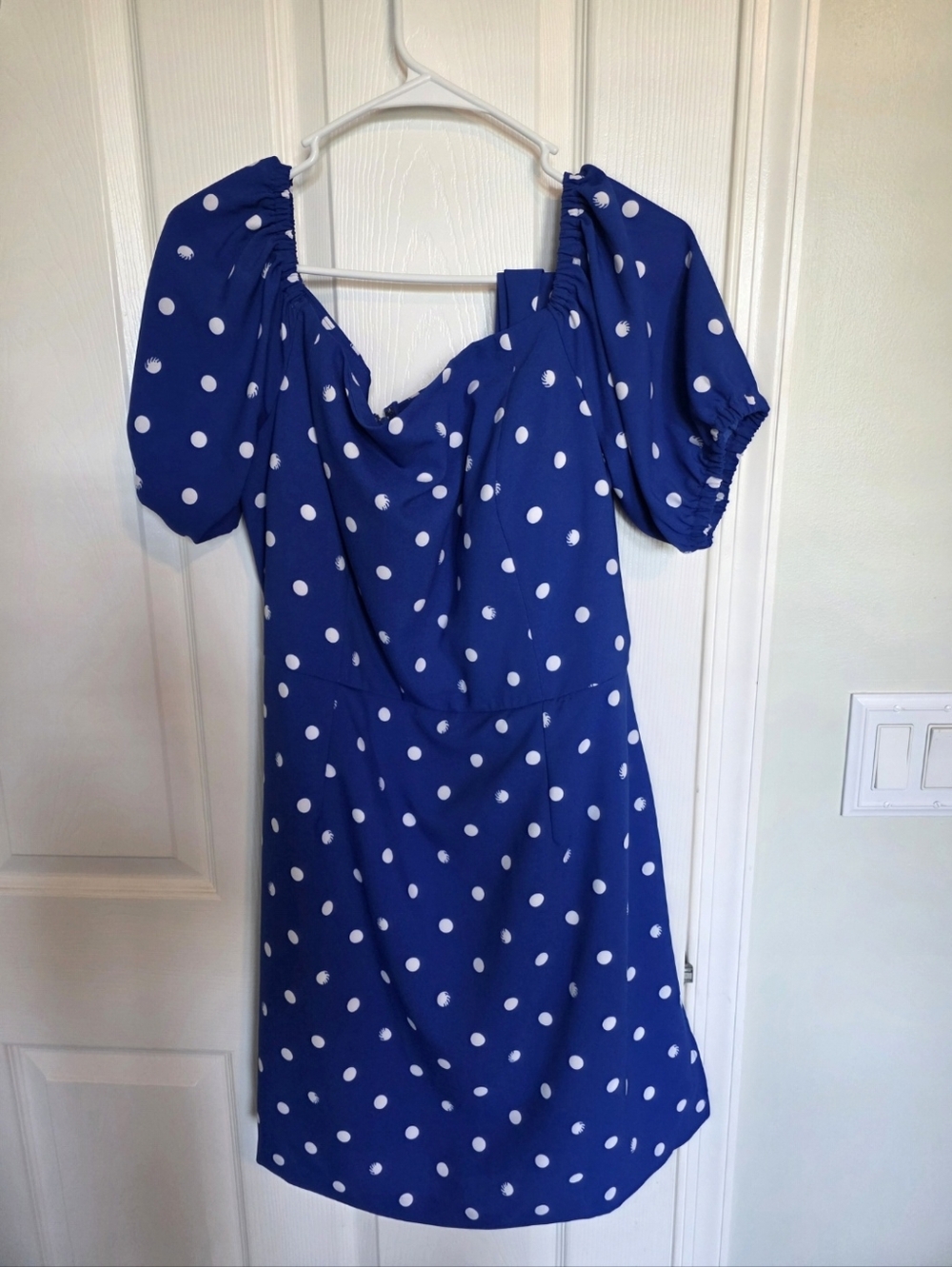Lilly Pulitzer Jada Off-The-Shoulder Romper in blue polka dot